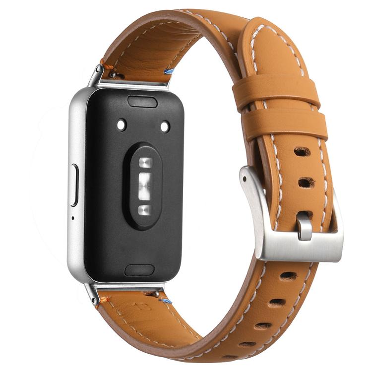For Samsung Galaxy Fit 3 Stitched Pointed Tail Leather Watch Band