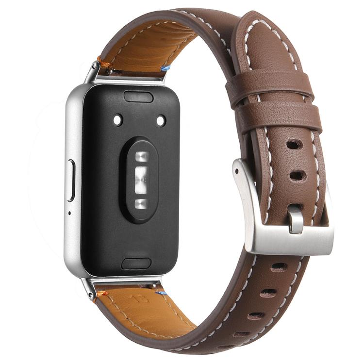 For Samsung Galaxy Fit 3 Stitched Pointed Tail Leather Watch Band