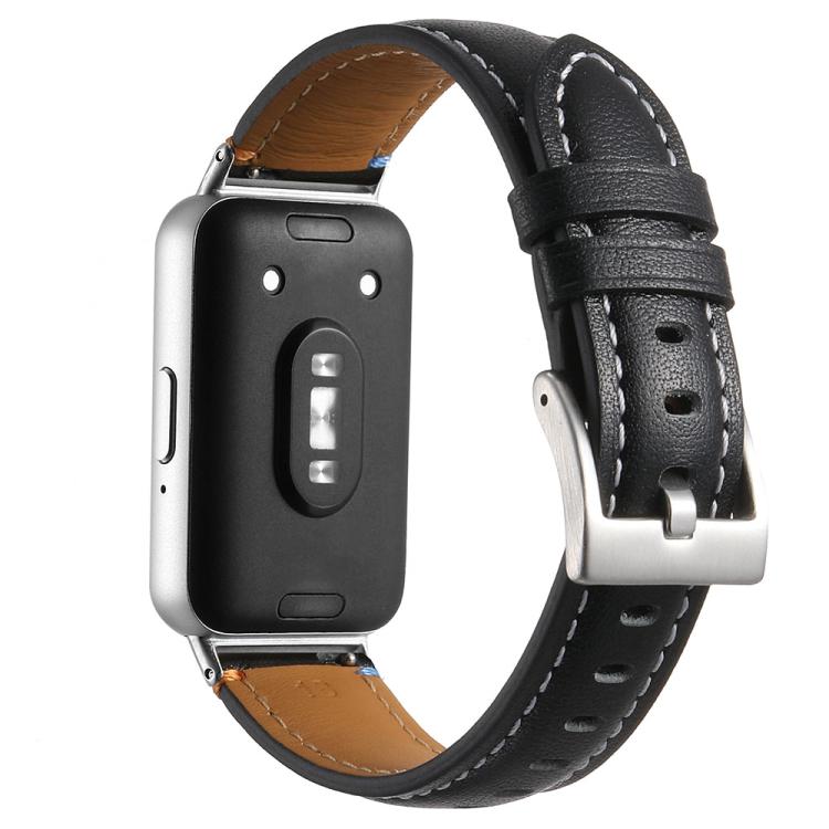 For Samsung Galaxy Fit 3 Stitched Pointed Tail Leather Watch Band