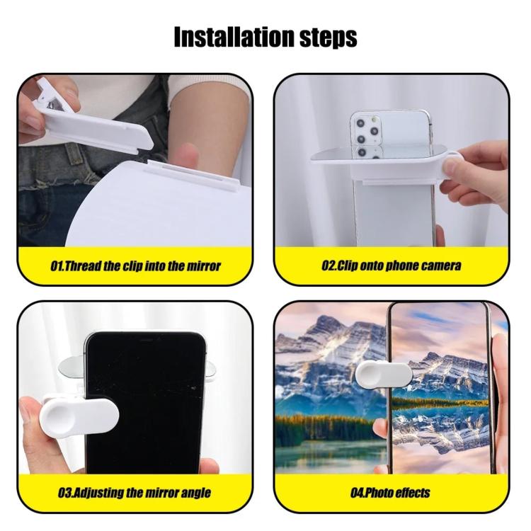 Adjustable Angle Reflection Phone Clip Outdoor Travel Mirror Selfie Tool