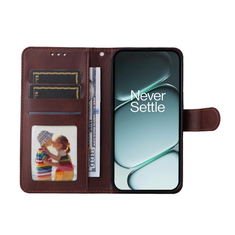 For OnePlus Ace 6 ENKAY Card Wallet Calf Texture Leather Phone Case with 0.18mm High Aluminum-silicon Glass Film