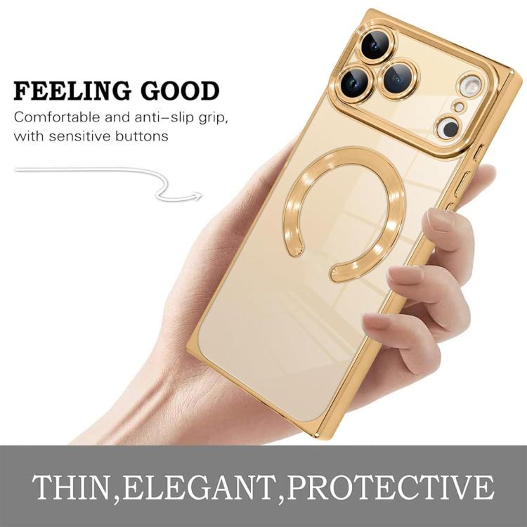 For iPhone 17 Pro Right Angle Square Electroplated CD Pattern TPU MagSafe Phone Case