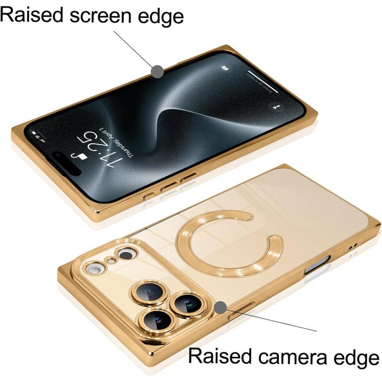 For iPhone 17 Pro Right Angle Square Electroplated CD Pattern TPU MagSafe Phone Case