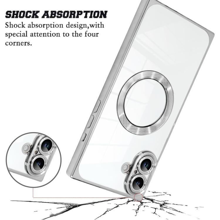 For iPhone 16 Right Angle Square Electroplated CD Pattern TPU MagSafe Phone Case