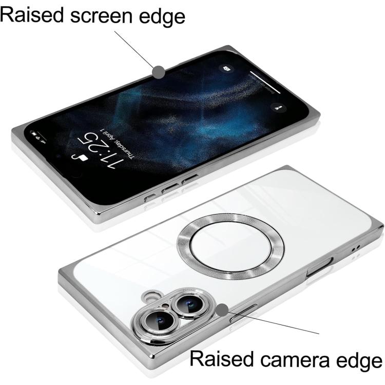 For iPhone 16 Right Angle Square Electroplated CD Pattern TPU MagSafe Phone Case