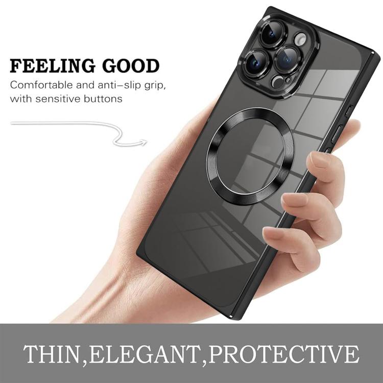 For iPhone 14 Pro Max Right Angle Square Electroplated CD Pattern TPU MagSafe Phone Case