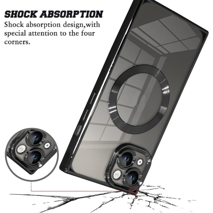 For iPhone 14 Right Angle Square Electroplated CD Pattern TPU MagSafe Phone Case