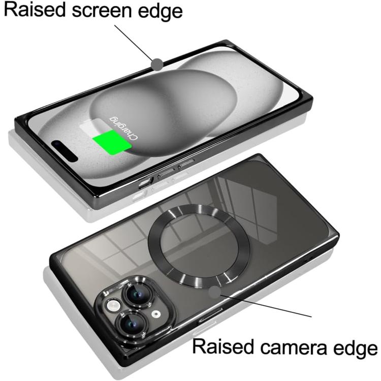 For iPhone 13 Right Angle Square Electroplated CD Pattern TPU MagSafe Phone Case