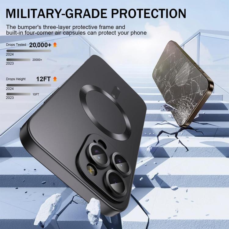For iPhone 15 Pro Max Ultra thin Metallic TPU MagSafe Phone Case with Lens Film