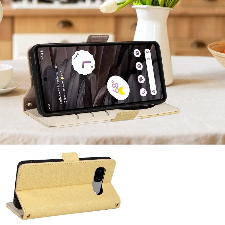 For Google Pixel 7a Litchi Texture Wallet Mirror Leather Phone Case