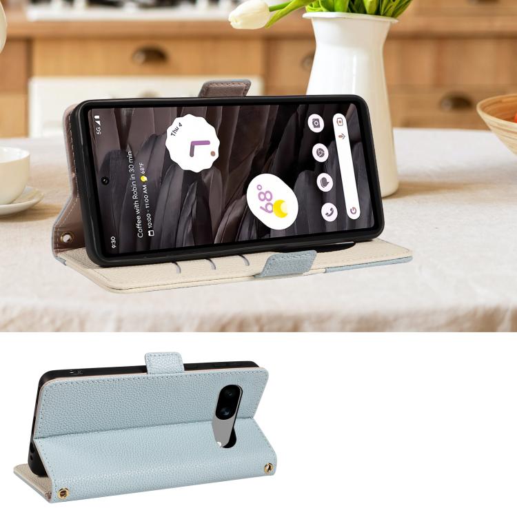 For Google Pixel 7a Litchi Texture Wallet Mirror Leather Phone Case