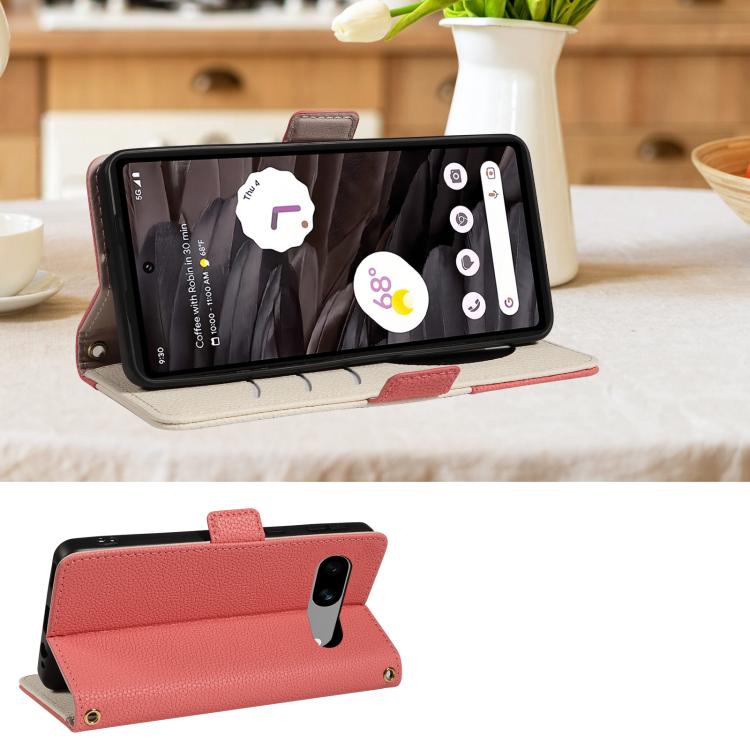 For Google Pixel 7a Litchi Texture Wallet Mirror Leather Phone Case