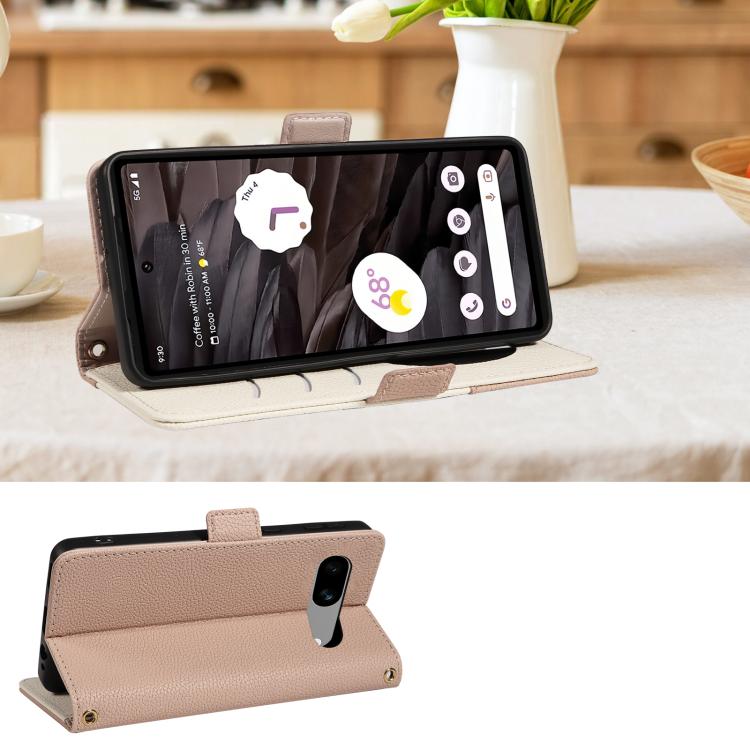 For Google Pixel 7a Litchi Texture Wallet Mirror Leather Phone Case