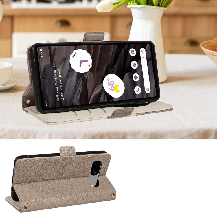 For Google Pixel 7a Litchi Texture Wallet Mirror Leather Phone Case