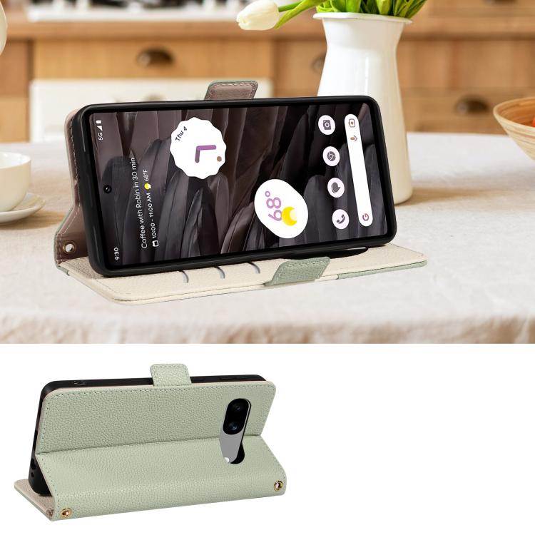 For Google Pixel 7a Litchi Texture Wallet Mirror Leather Phone Case