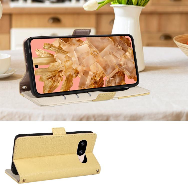 For Google Pixel 8 Litchi Texture Wallet Mirror Leather Phone Case