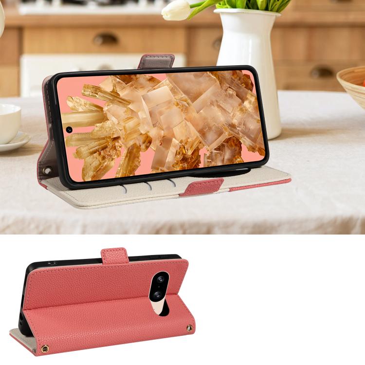 For Google Pixel 8 Litchi Texture Wallet Mirror Leather Phone Case