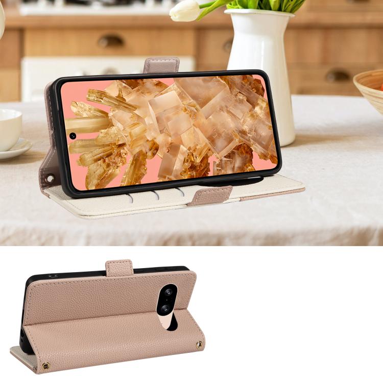 For Google Pixel 8 Litchi Texture Wallet Mirror Leather Phone Case