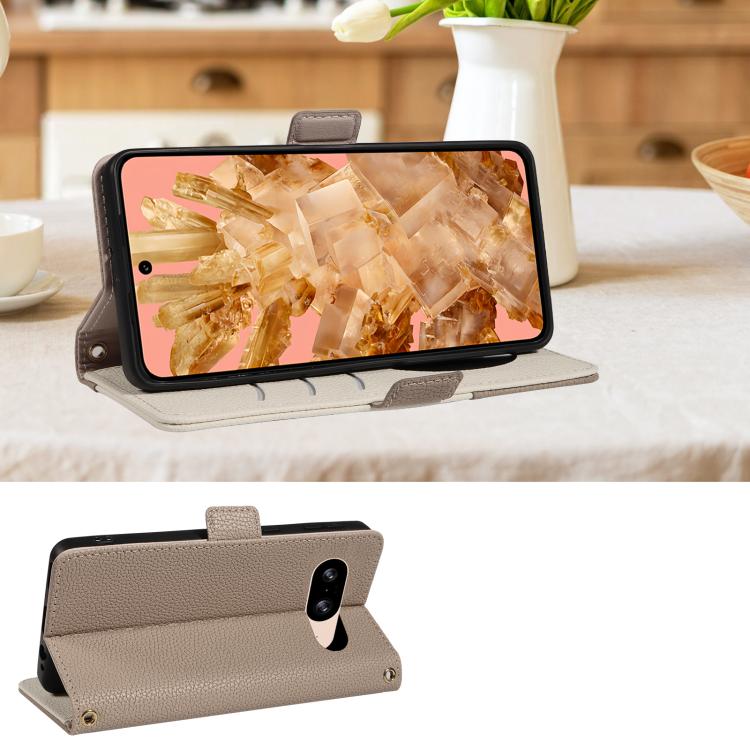 For Google Pixel 8 Litchi Texture Wallet Mirror Leather Phone Case