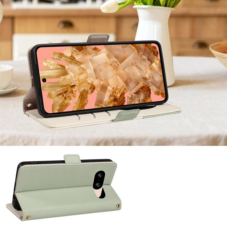 For Google Pixel 8 Litchi Texture Wallet Mirror Leather Phone Case