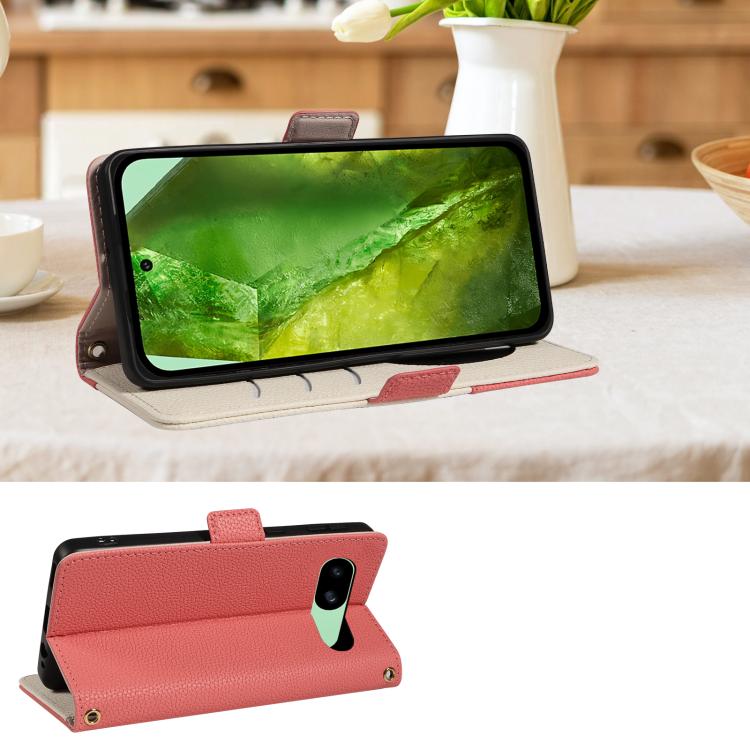 For Google Pixel 8a Litchi Texture Wallet Mirror Leather Phone Case