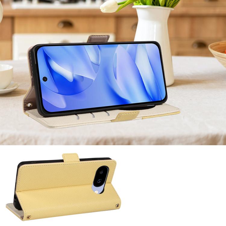 For Google Pixel 9a Litchi Texture Wallet Mirror Leather Phone Case