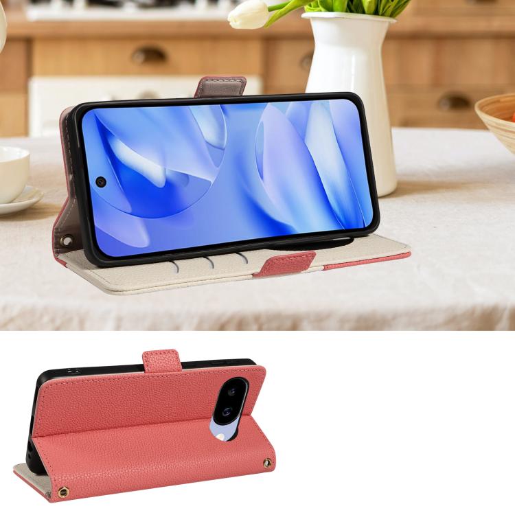 For Google Pixel 9a Litchi Texture Wallet Mirror Leather Phone Case