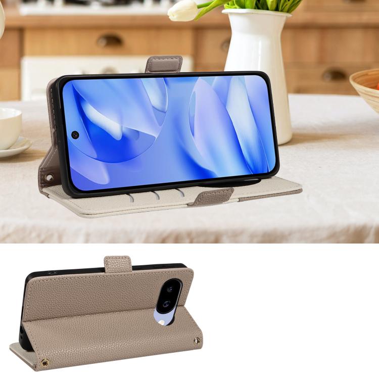 For Google Pixel 9a Litchi Texture Wallet Mirror Leather Phone Case