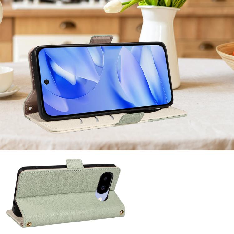 For Google Pixel 9a Litchi Texture Wallet Mirror Leather Phone Case