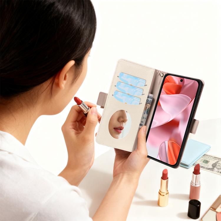 For Google Pixel 9 Litchi Texture Wallet Mirror Leather Phone Case