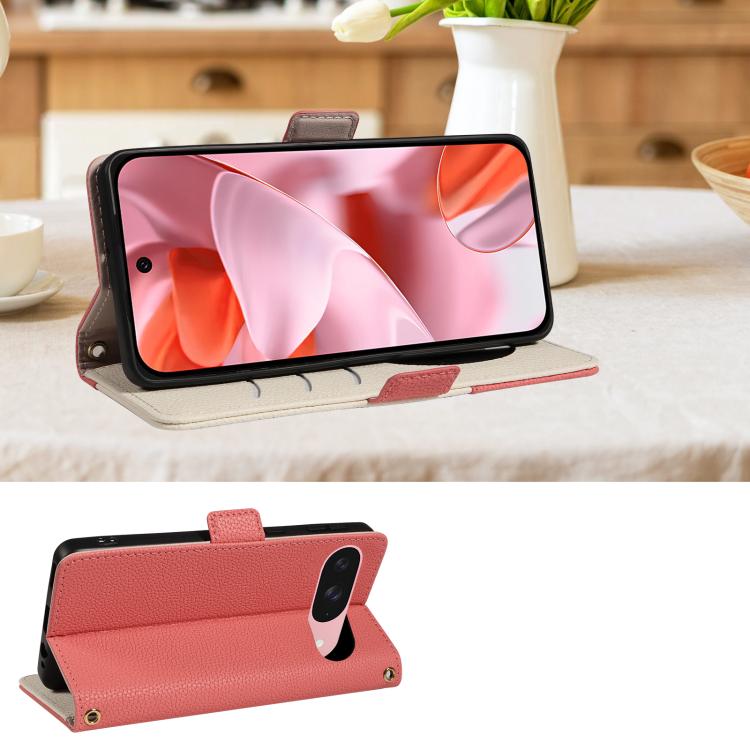 For Google Pixel 9 Litchi Texture Wallet Mirror Leather Phone Case