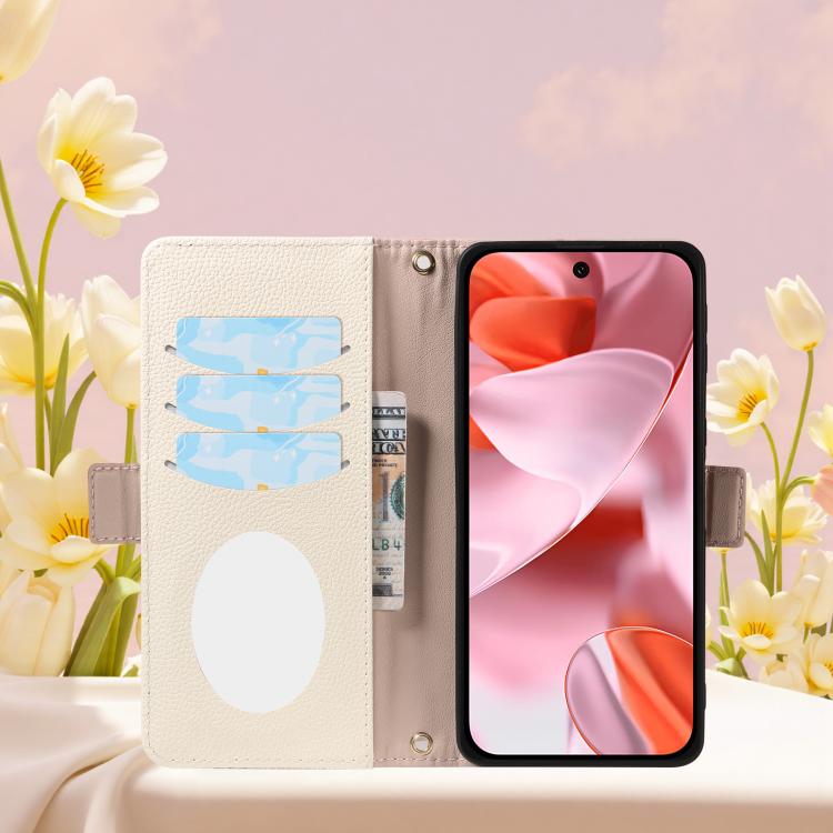 For Google Pixel 9 Litchi Texture Wallet Mirror Leather Phone Case