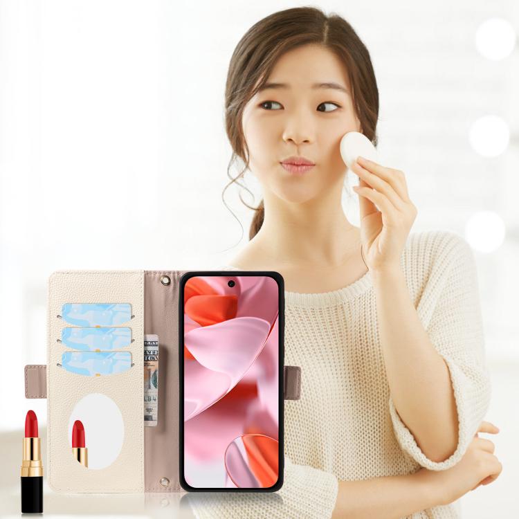 For Google Pixel 9 Litchi Texture Wallet Mirror Leather Phone Case