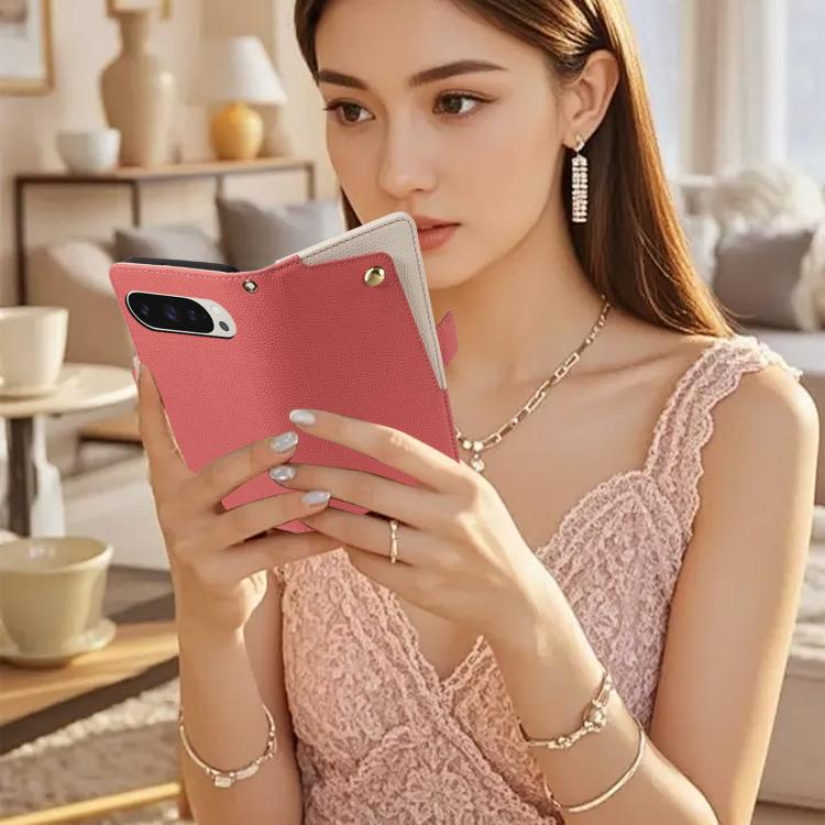 For Google Pixel 9 Pro Litchi Texture Wallet Mirror Leather Phone Case