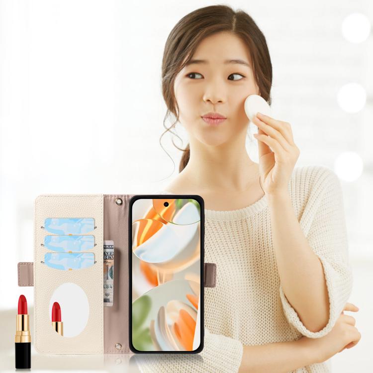 For Google Pixel 9 Pro Litchi Texture Wallet Mirror Leather Phone Case