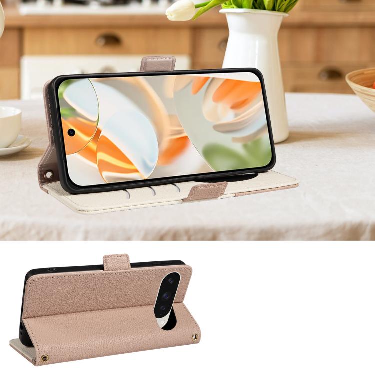 For Google Pixel 9 Pro Litchi Texture Wallet Mirror Leather Phone Case