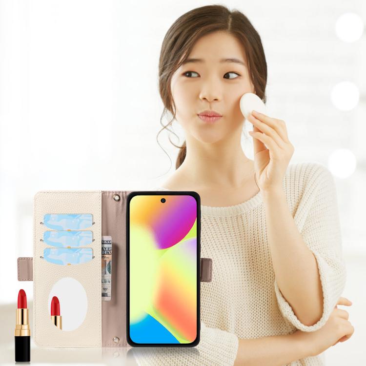 For Google Pixel 10 Litchi Texture Wallet Mirror Leather Phone Case