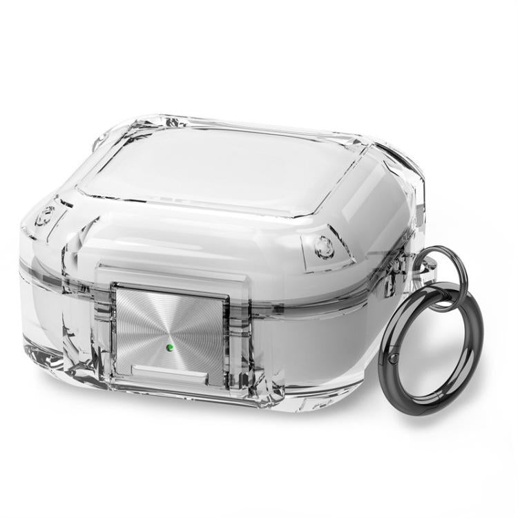 For Galaxy Buds Live / Pro / 2 / 2 Pro / FE Four Corner Air Bag Shockproof Metal Buckle Transparent Earphone Protective Case