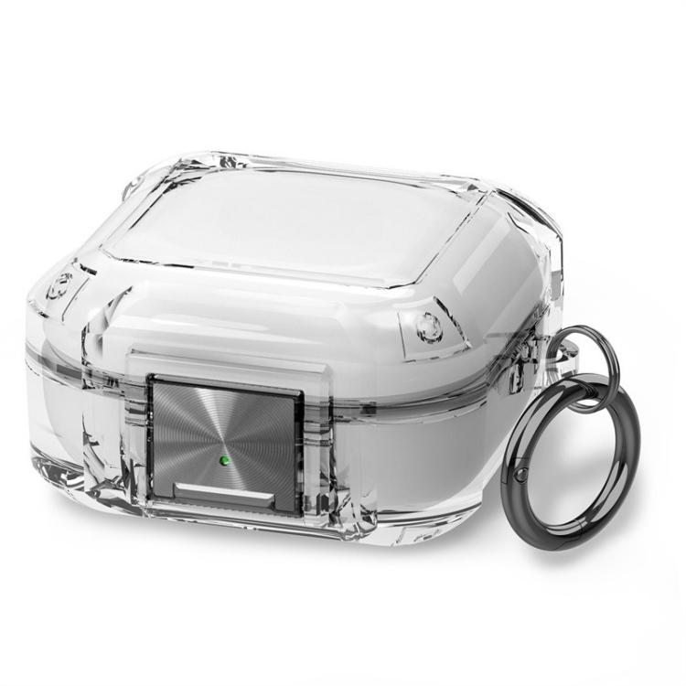 For Galaxy Buds Live / Pro / 2 / 2 Pro / FE Four Corner Air Bag Shockproof Metal Buckle Transparent Earphone Protective Case