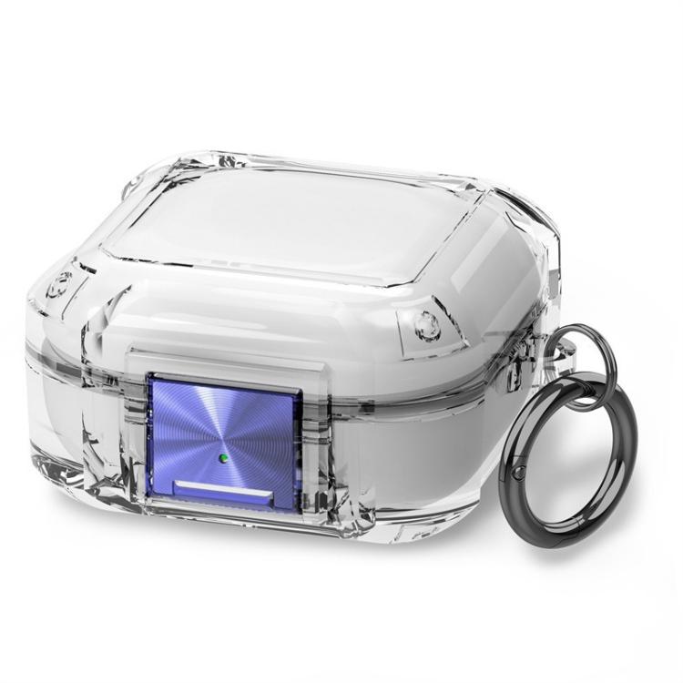 For Galaxy Buds Live / Pro / 2 / 2 Pro / FE Four Corner Air Bag Shockproof Metal Buckle Transparent Earphone Protective Case