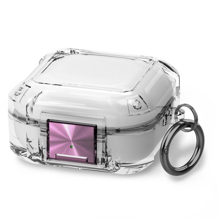 For Galaxy Buds Live / Pro / 2 / 2 Pro / FE Four Corner Air Bag Shockproof Metal Buckle Transparent Earphone Protective Case
