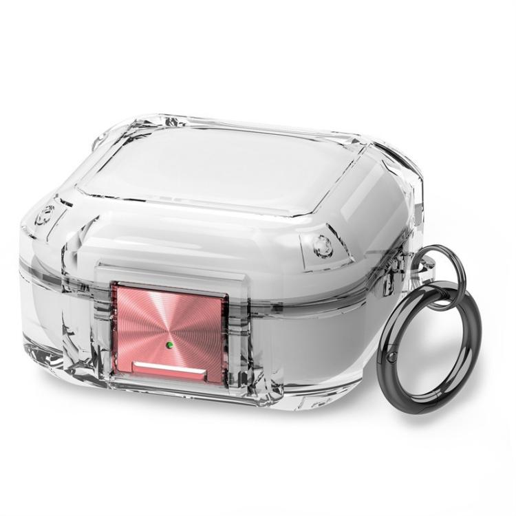 For Galaxy Buds Live / Pro / 2 / 2 Pro / FE Four Corner Air Bag Shockproof Metal Buckle Transparent Earphone Protective Case