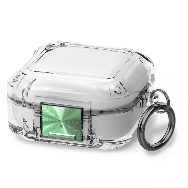 For Galaxy Buds Live / Pro / 2 / 2 Pro / FE Four Corner Air Bag Shockproof Metal Buckle Transparent Earphone Protective Case