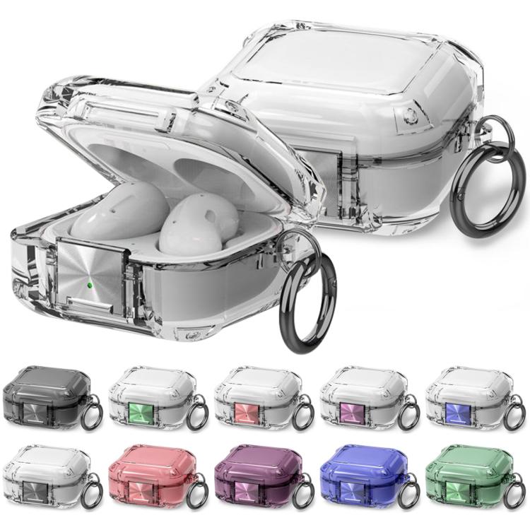 For Galaxy Buds Live / Pro / 2 / 2 Pro / FE Four Corner Air Bag Shockproof Metal Buckle Transparent Earphone Protective Case