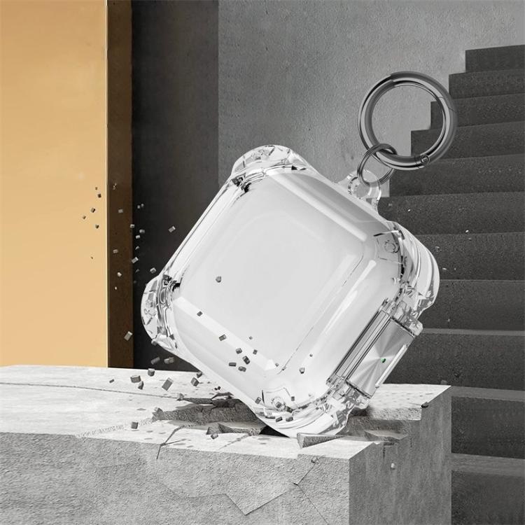 For Galaxy Buds Live / Pro / 2 / 2 Pro / FE Four Corner Air Bag Shockproof Metal Buckle Transparent Earphone Protective Case