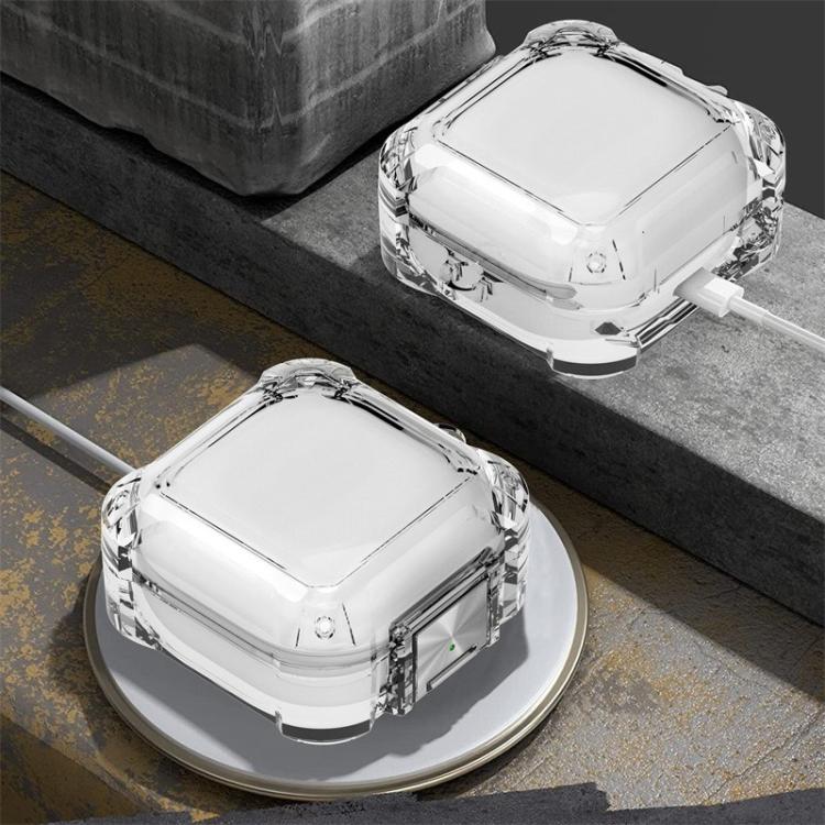 For Galaxy Buds Live / Pro / 2 / 2 Pro / FE Four Corner Air Bag Shockproof Metal Buckle Transparent Earphone Protective Case