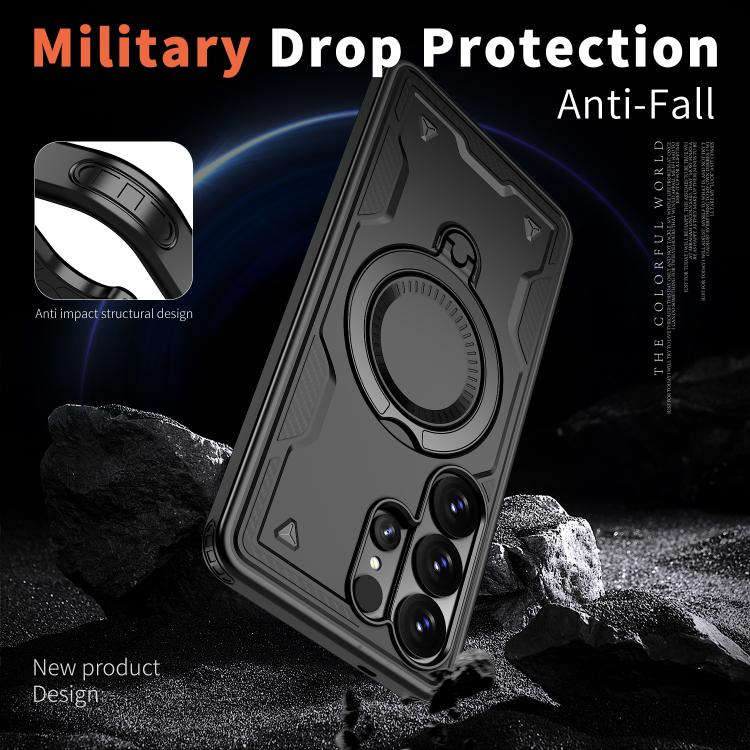 For Samsung Galaxy S26 Ultra 5G Kalebol PC Hybrid TPU Armor MagSafe Ring Holder Phone Case