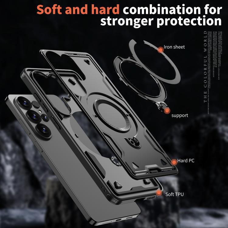 For Samsung Galaxy S26 Ultra 5G Kalebol PC Hybrid TPU Armor MagSafe Ring Holder Phone Case