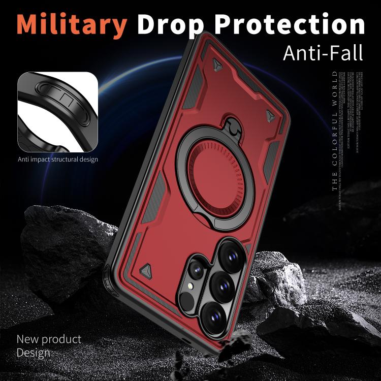 For Samsung Galaxy S26 Ultra 5G Kalebol PC Hybrid TPU Armor MagSafe Ring Holder Phone Case