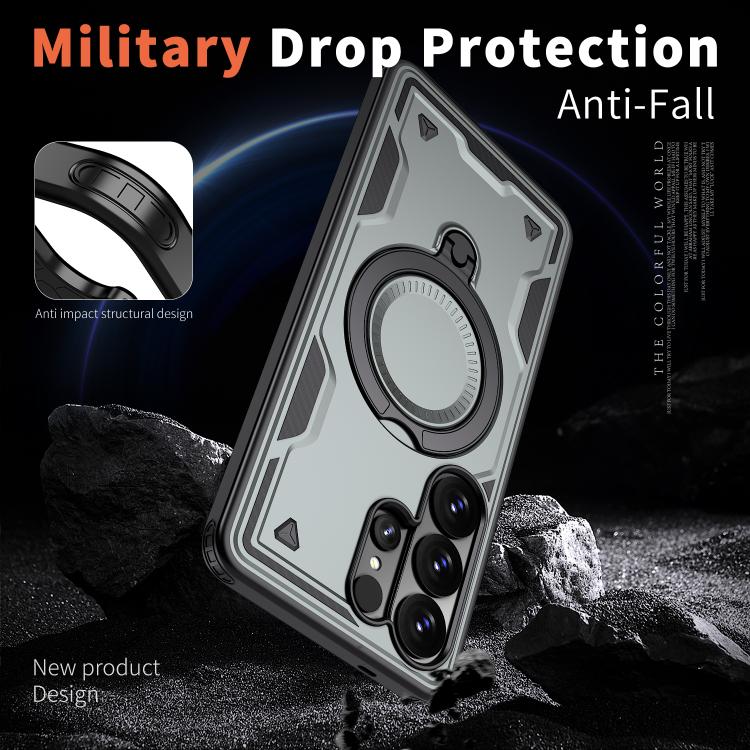 For Samsung Galaxy S26 Ultra 5G Kalebol PC Hybrid TPU Armor MagSafe Ring Holder Phone Case